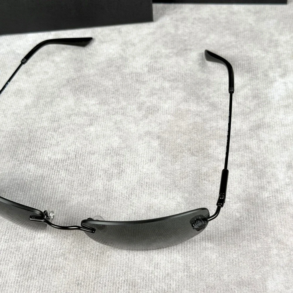 Versace MOD 2279 Black Rimless Sunglasses Grey Lens Italy 60 18 135 NEW